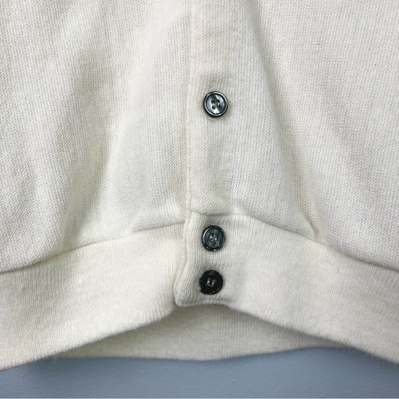 VINTAGE Button Down Cardigan Sweater - Eggshell White by CARMEL Made in USA - Picture 9 of 16